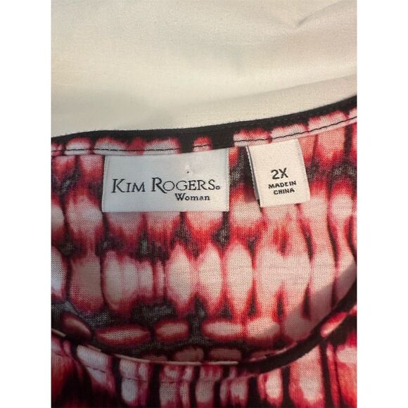 Kim Rogers Women's 2XL Multicolor Geometric Lace Blouse 3/4 Sleeve - Picture 5 of 7